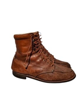 Double H Brown Leather Lace-Up Combat Hiking Boots Men's Size 10.5